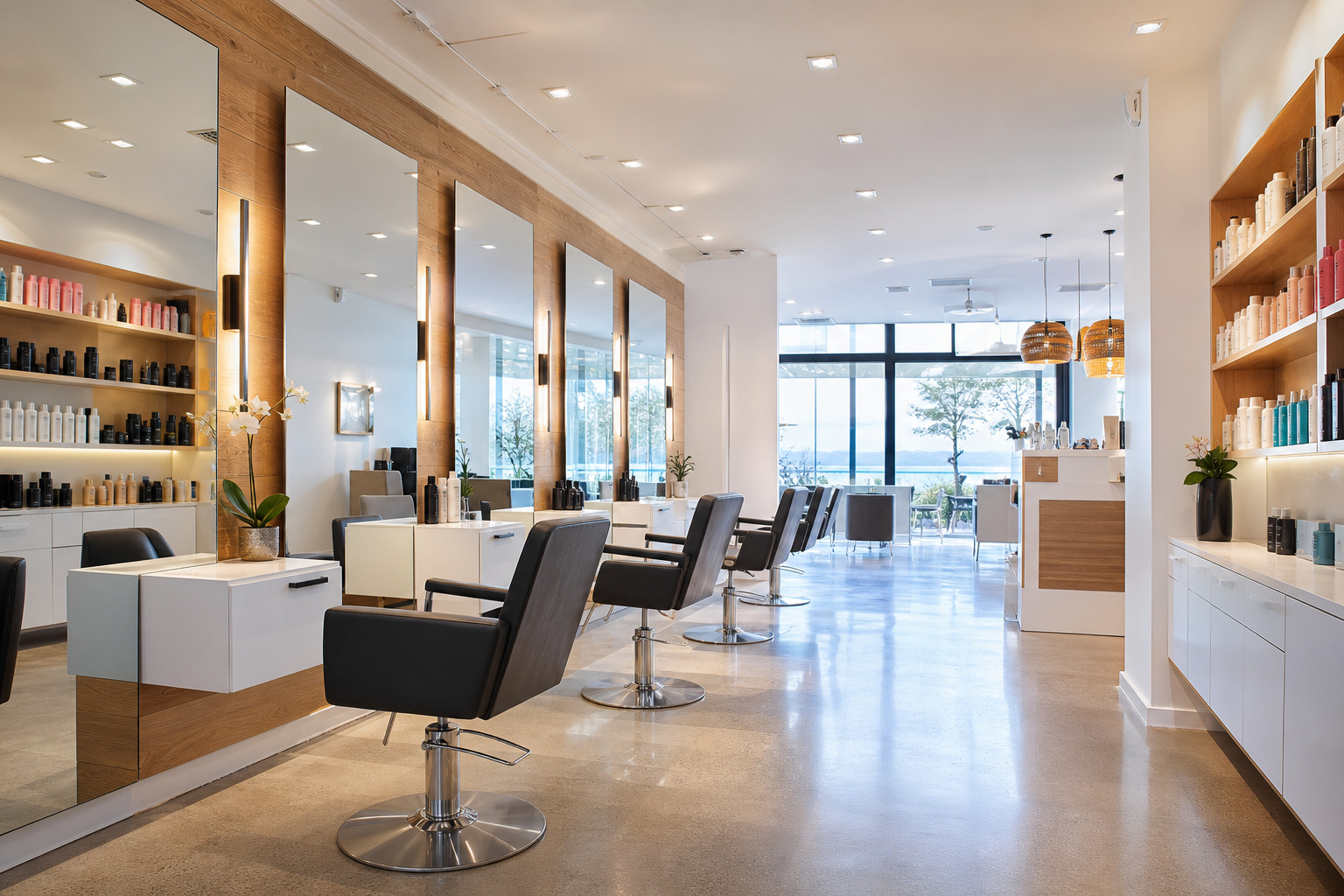 All Star Cut on Johnston Road with bright styling chairs and clean salon mirrors