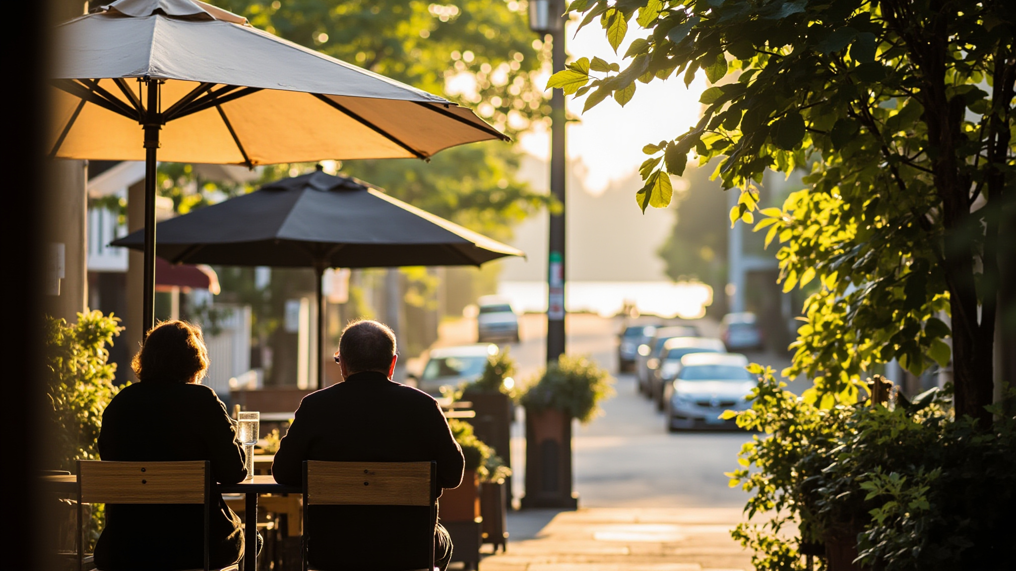 wr fivecorners featured r2 A Local's Guide to Five Corners and Uptown White Rock Two people from behind at outdoor bistro patio in White Rock uptown