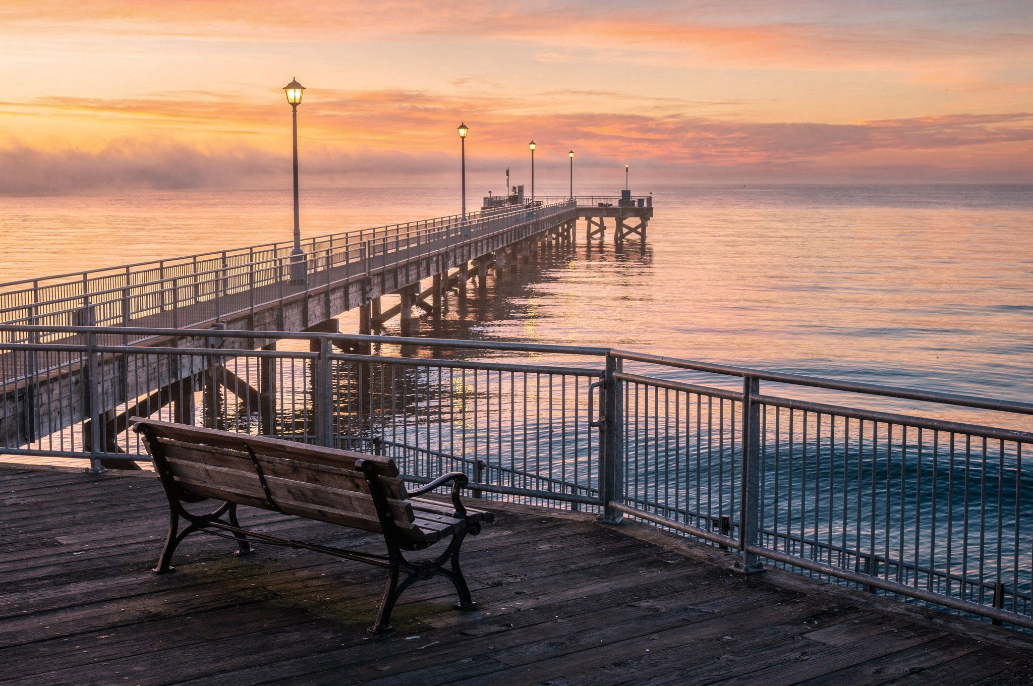 pier and promenade at sunrise
