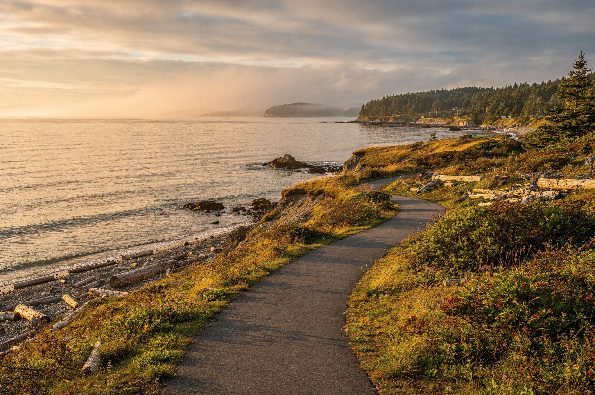coastal jogging path at sunrise