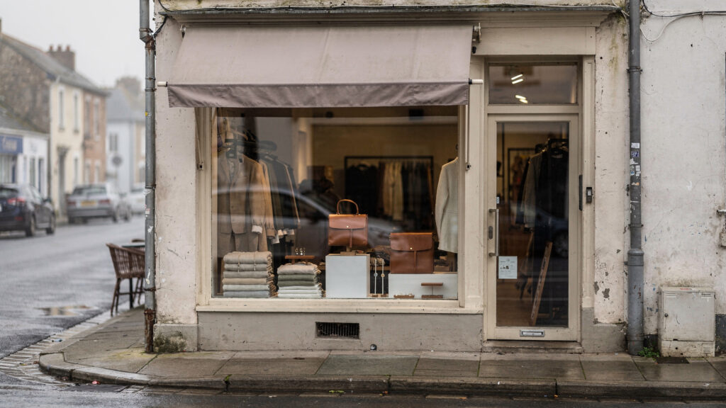 Small independent boutique storefront window display in White Rock