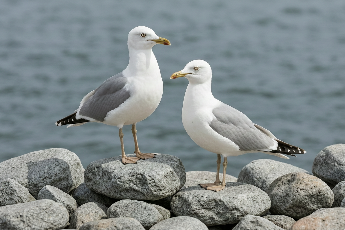 two white seagulls standing on gray st v3 White Rock Local