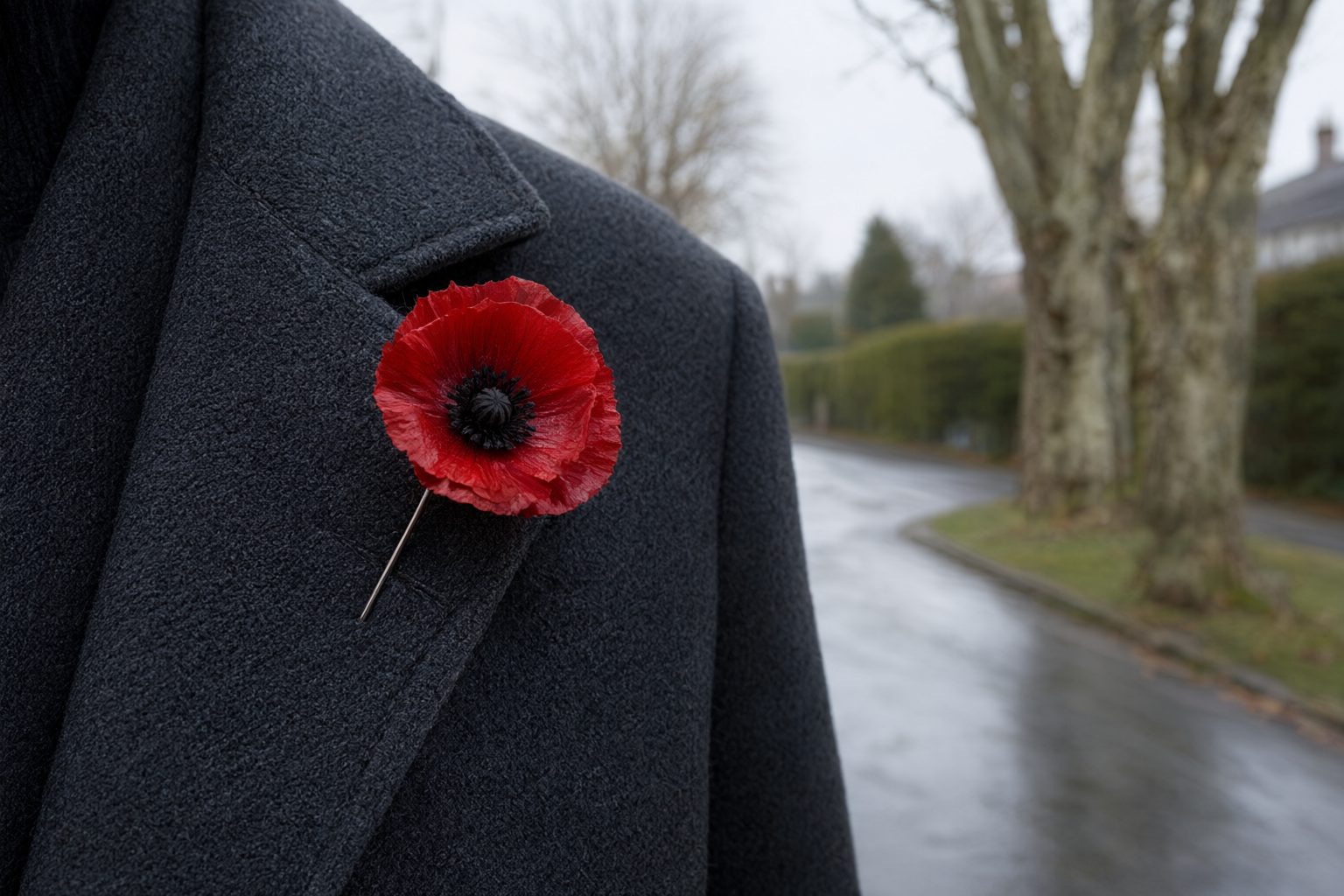 remembrance day white rock sec3 1 Remembrance Day in White Rock 2026: Memorial Park Cenotaph Ceremony A rain-washed street leading toward a downtown cenotaph
